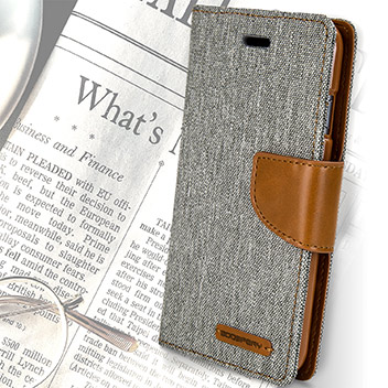 Mercury Canvas Diary iPhone 6S / 6 Wallet Case - Grey / Camel