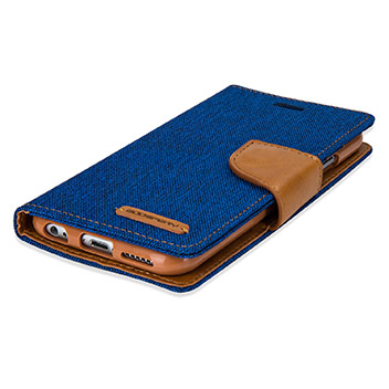 Mercury Canvas Diary iPhone 6S Plus / 6 Plus Wallet Case - Blue/Camel