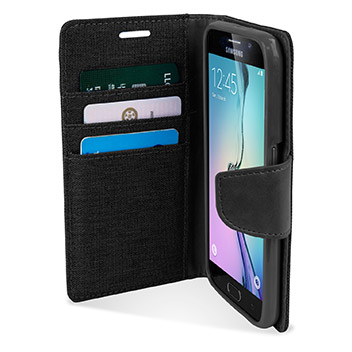 Mercury Canvas Diary Samsung Galaxy S6 Wallet Case - Black