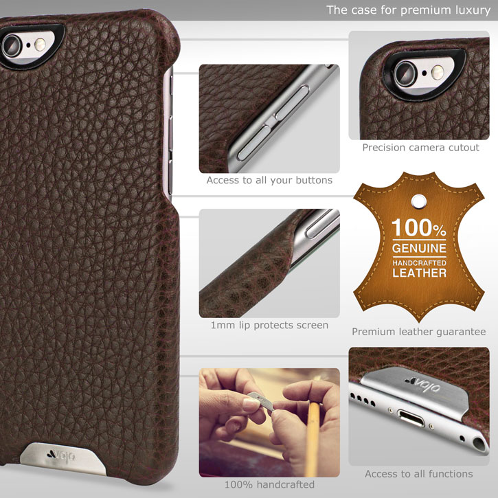 Vaja Grip iPhone 6S / 6 Premium Leather Case - Dark Brown / Birch