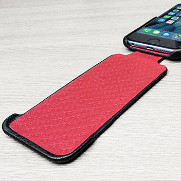 Vaja Ivo Top iPhone 6S / 6 Premium Leather Flip Case - Black / Rosso