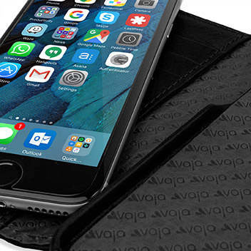 Housse iPhone 6S portefeuille de luxe Vaja Agenda - Noire