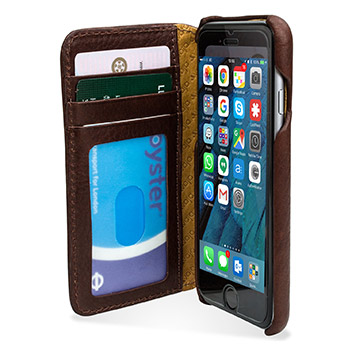 Housse iPhone 6S portefeuille de luxe Vaja Agenda - Marron Foncé