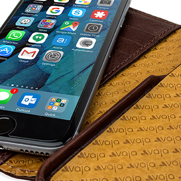 Housse iPhone 6S portefeuille de luxe Vaja Agenda - Marron Foncé