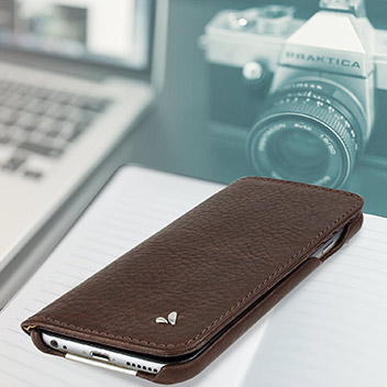 Vaja Wallet Agenda iPhone 6S / 6 Premium Leather Case - Dark Brown