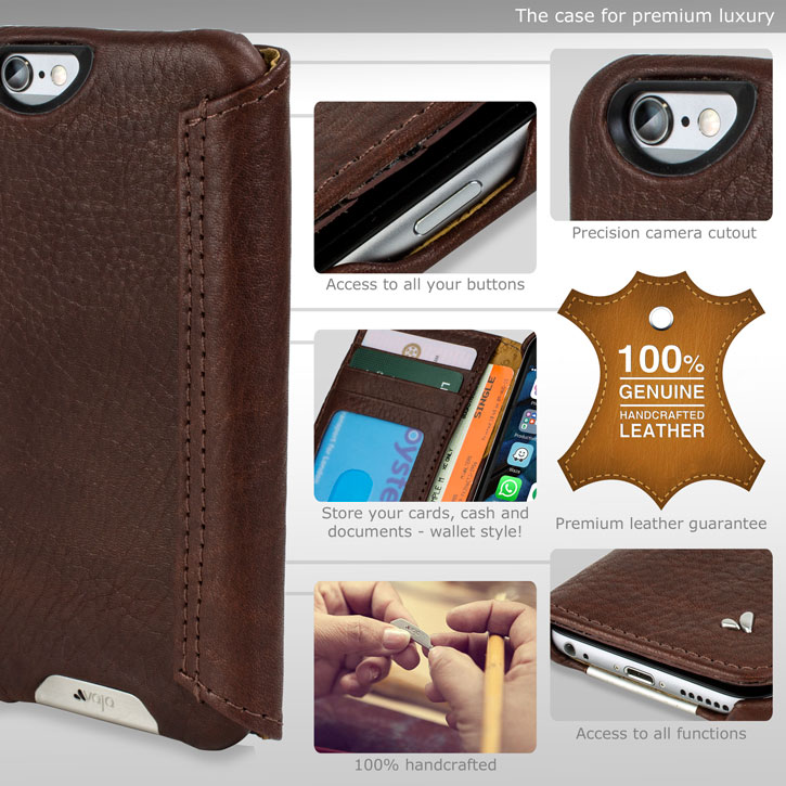 Vaja Wallet Agenda iPhone 6S / 6 Premium Leather Case - Dark Brown