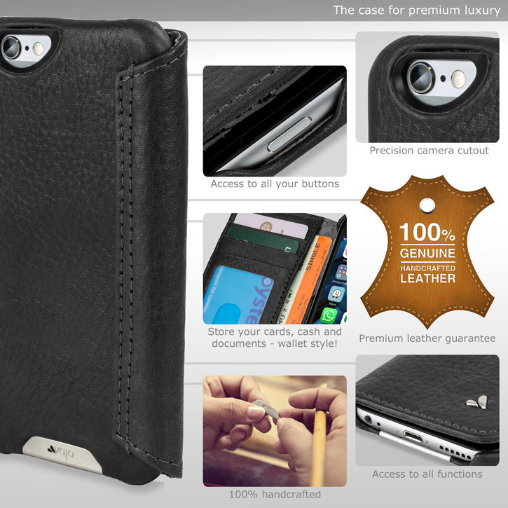 Vaja Wallet Agenda iPhone 6S Plus Premium Leather Case - Black