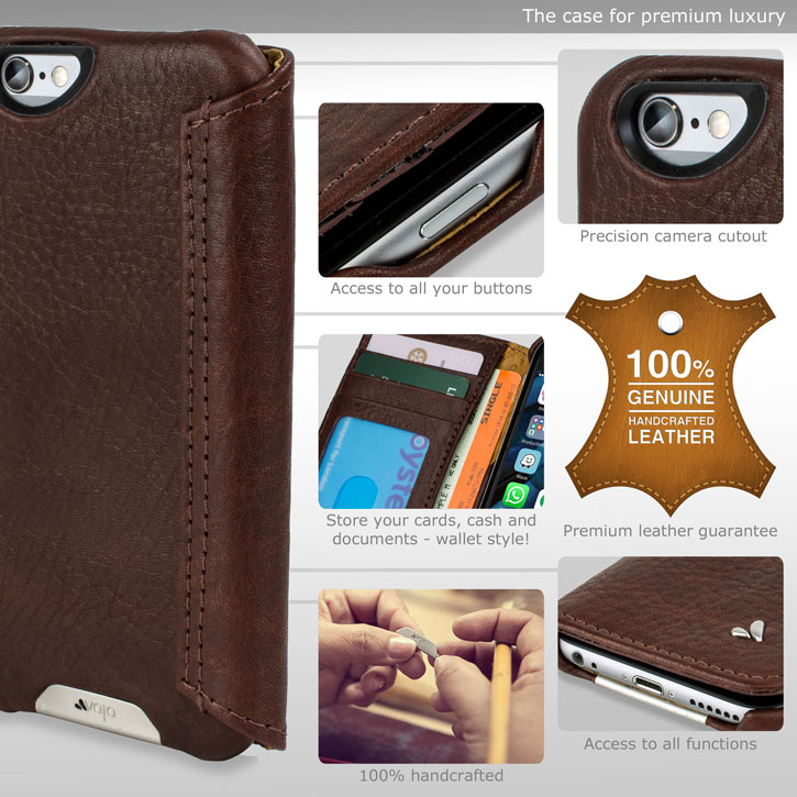 Vaja Wallet Agenda iPhone 6S Plus Premium Leather Case - Brown