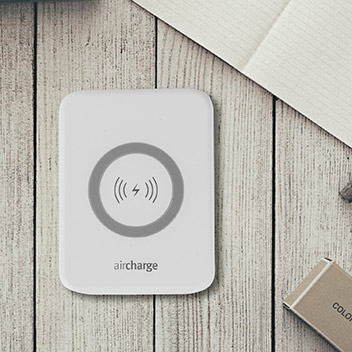 aircharge Slimline Qi Wireless Charging Pad and EU Plug - White