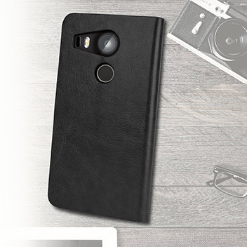 Olixar Leather-Style Nexus 5X Wallet Stand Case - Black