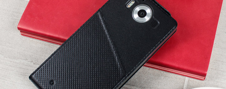 Mozo Microsoft Lumia 950 Genuine Leather Flip Cover - Black