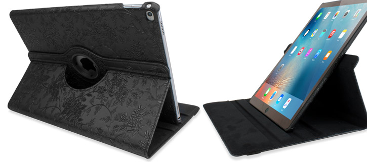 Olixar Floral Pattern Rotating iPad Pro Smart Case - Black