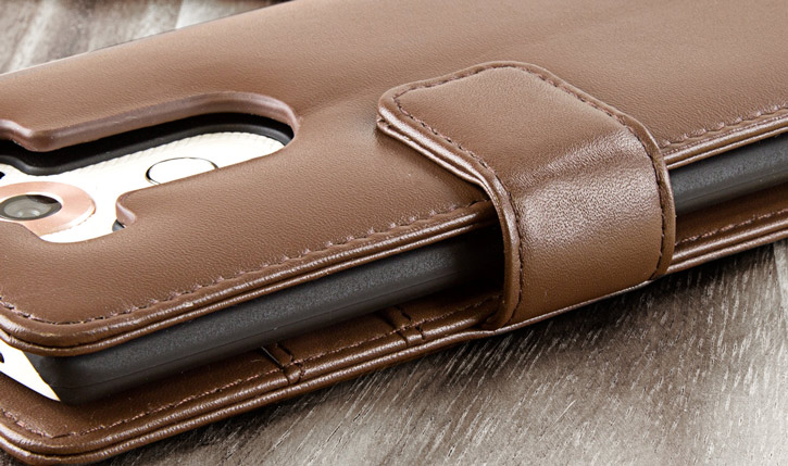 Olixar Genuine Leather LG V10  Wallet Case - Brown