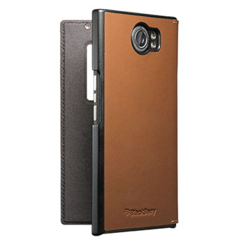Official BlackBerry Priv Leather Flip Case - Brown