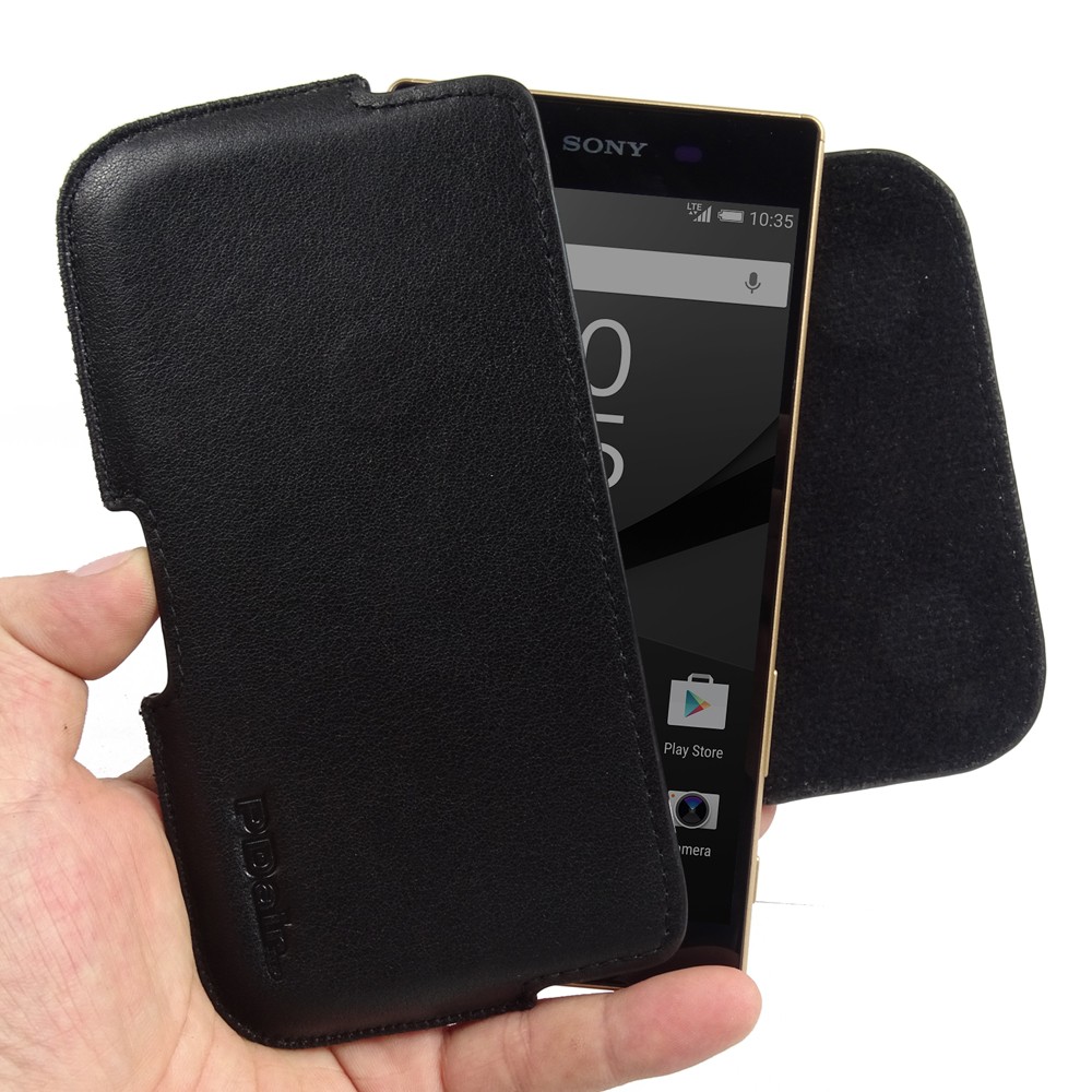 PDair Sony Xperia Z5 Leather Holster Pouch Case - Black