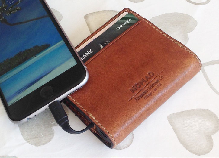 Nomad Slim MFi Lightning Genuine Leather Battery Wallet Brown