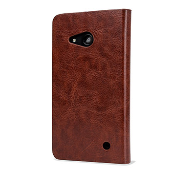 Olixar Leather-Style Microsoft Lumia 550 Wallet Stand Case - Brown