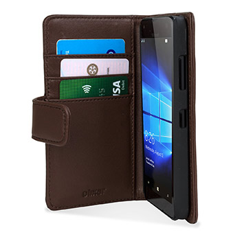 Olixar Microsoft Lumia 550 Genuine Leather Wallet Case - Brown