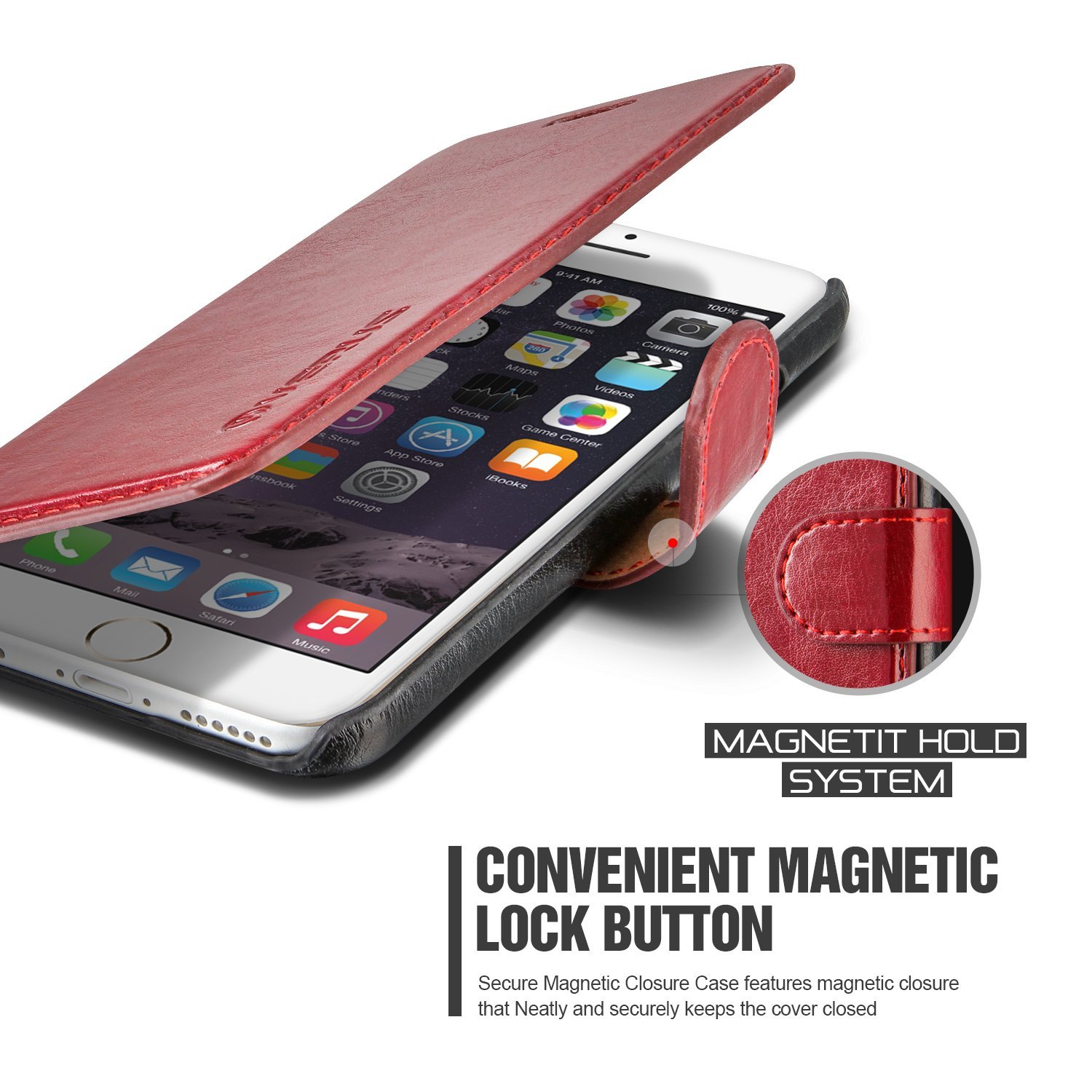 Funda iPhone 6/6S Verus Dandy Estilo Cuero - Rojo