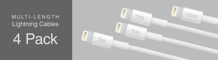Olixar Multi-length Lightning Charge & Sync Cable 4 Pack