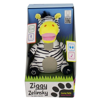 iCandy Ziggy Zebra Cuddly Bluetooth Dancing Speaker - Black / White