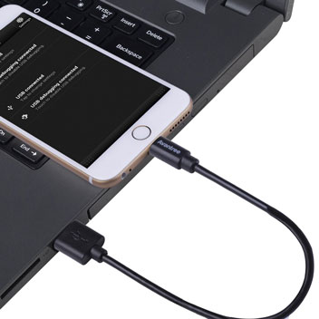 Avantree 2x MFI Lightning to USB Sync & Charge Short Cables - Black