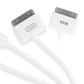 4-in-1 Charging Cable (Apple, Galaxy Tab, Micro USB) - White - 1 metre