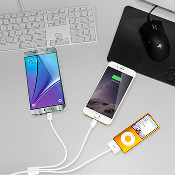 Cable de Charge 4-en-1 (Apple, Galaxy Tab, Micro USB) Blanc - 1 metre
