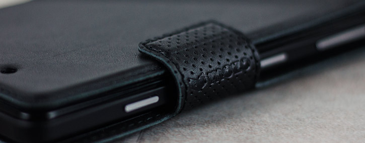 Mozo Microsoft Lumia 950 Genuine Leather Wallet Flip Cover - Black
