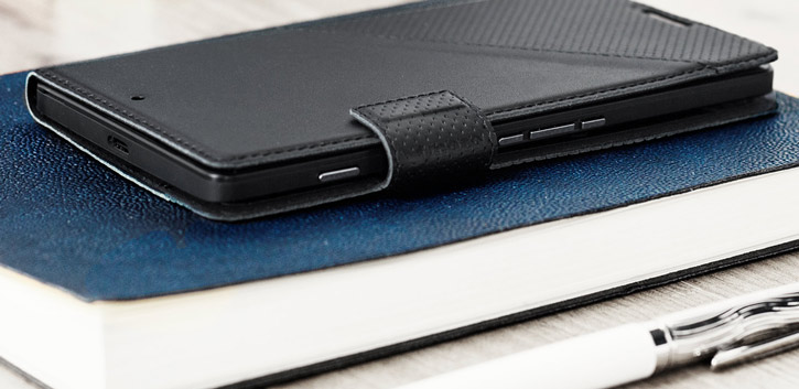 Mozo Microsoft Lumia 950 XL Genuine Leather Wallet Flip Cover - Black