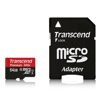 Tarjeta Micro SDXC Transcend 64GB Clase 10 con Adaptador SD