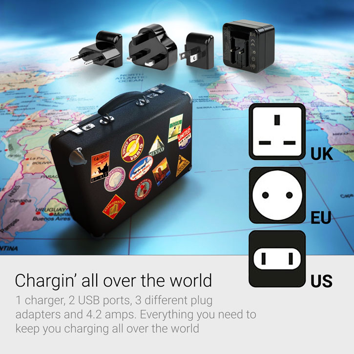 Kensington AbsolutePower 4.2A Dual USB Travel Mains Charging Adapter