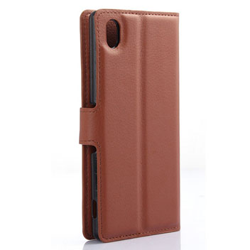 Olixar Leather-Style Sony Xperia M4 Aqua Wallet Case - Brown