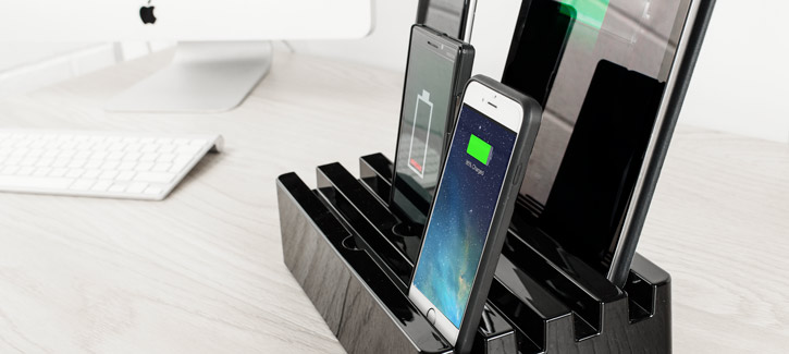 Charge Pit 6-Port Universal Charging Station - Piano Black