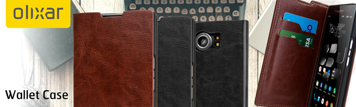 Olixar Leather-Style BlackBerry Priv Wallet Stand Case - Black