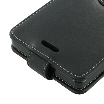 PDair Deluxe Leather Lumia 950 Flip Case - Black