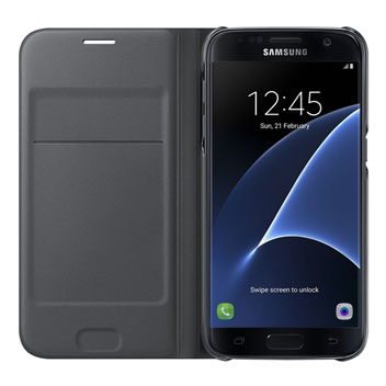 Flip Wallet Cover Officielle Samsung Galaxy S7 - Noire vue intérieure