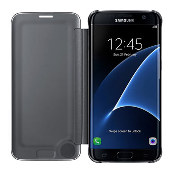 Clear View Cover Officielle Samsung Galaxy S7 Edge – Noire vue intérieure