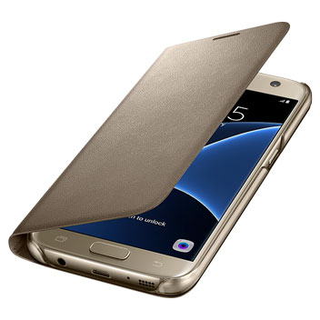 Flip Wallet Cover Officielle Samsung Galaxy S7 LED - Or vue sur ports