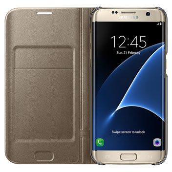 Funda Samsung Galaxy S7 Edge Oficial LED Flip Wallet - Oro