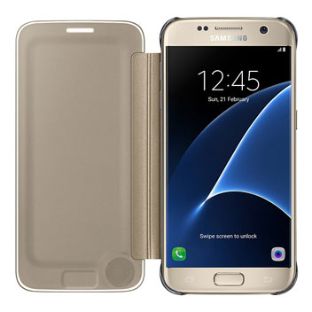 Clear View Cover Samsung Galaxy S7 Officielle – Or