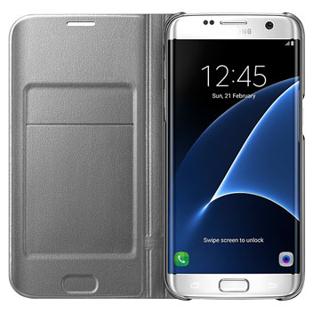 Funda Samsung Galaxy S7 Edge Oficial LED Flip Wallet - Plata