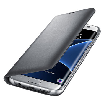 Funda Samsung Galaxy S7 Edge Oficial LED Flip Wallet - Plata