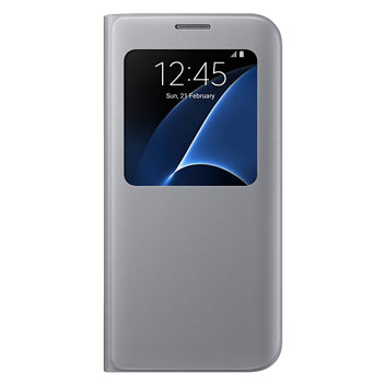 Funda oficial Samsung Galaxy S7 Edge S-View Cover - Plata