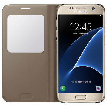 Official Samsung Galaxy S7 S View Premium Cover Case - Gold