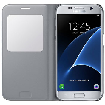 Official Samsung Galaxy S7 S View Premium Cover Case - Silver