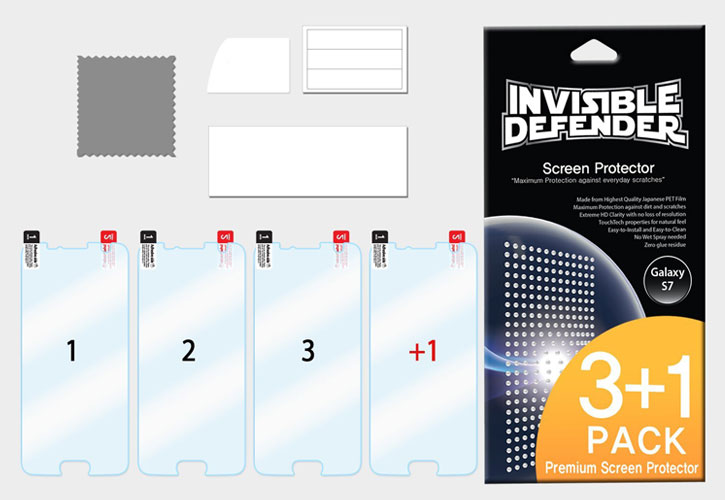 Rearth Invisible Defender Samsung Galaxy S7 Screen Protector - 4 Pack