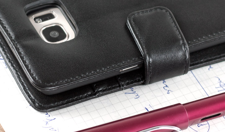Olixar Genuine Leather Samsung Galaxy S7 Edge Wallet Case - Black