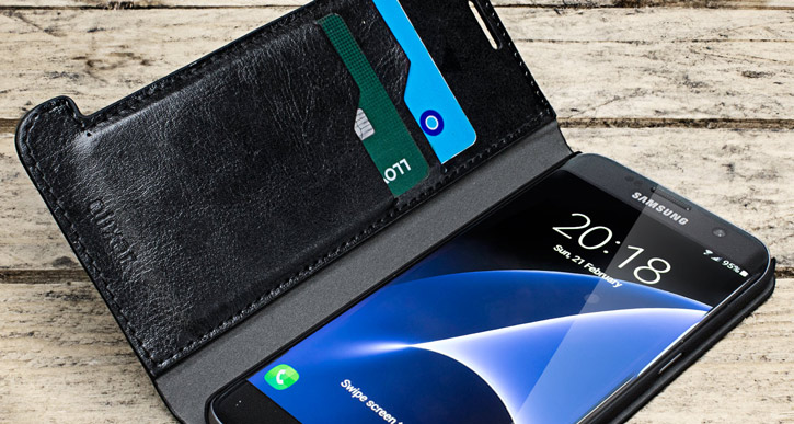 Housse Portefeuille Samsung Galaxy S7 Edge Olixar Simili Cuir - Noire