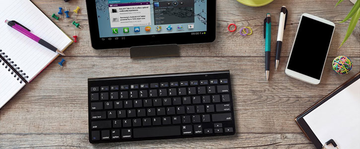 Kit: Premium Aluminium Smartphone & Tablet Bluetooth Keyboard - Black